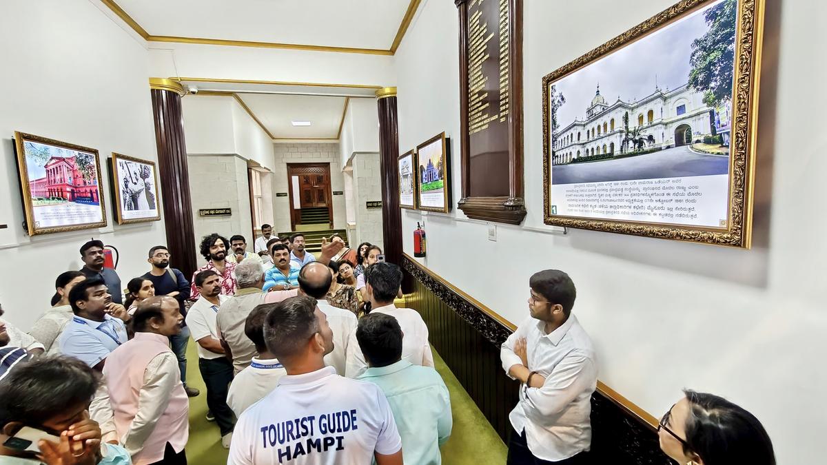 People taking the Walking Guided Tour of the Vidhana Soudh building in Bengaluru on Sunday. People taking the Walking Guided Tour of the Vidhana Soudh building in Bengaluru on Sunday.