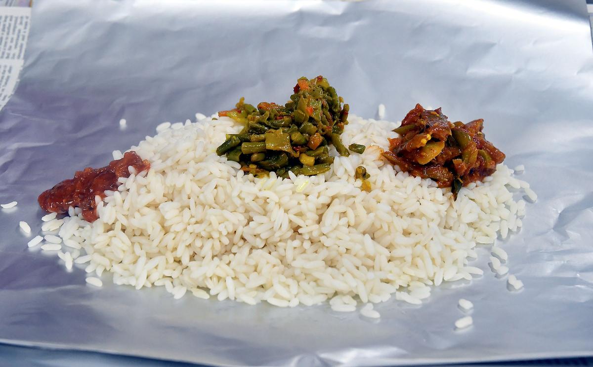 Meals at a Kudumbasree Janakeeya Hotel in Thiruvananthapuram.