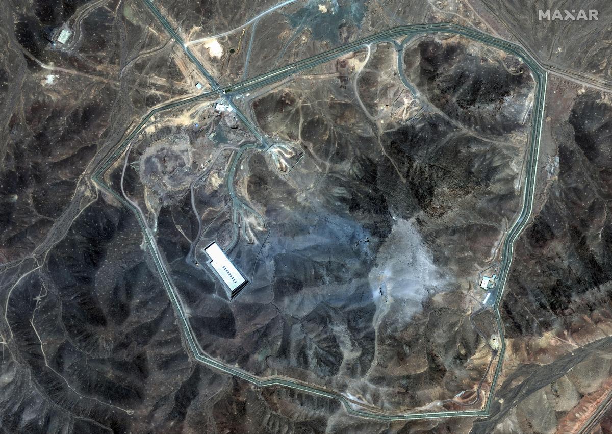 This satellite image provided by Maxar Technologies shows damage at the Fordo enrichment facility in Iran after U.S. strikes, on June 22, 2025. This satellite image provided by Maxar Technologies shows damage at the Fordo enrichment facility in Iran after U.S. strikes, on June 22, 2025.