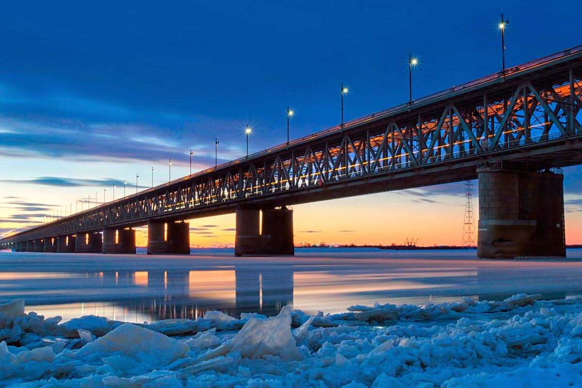 The icy waters of the Amur River, Russia.