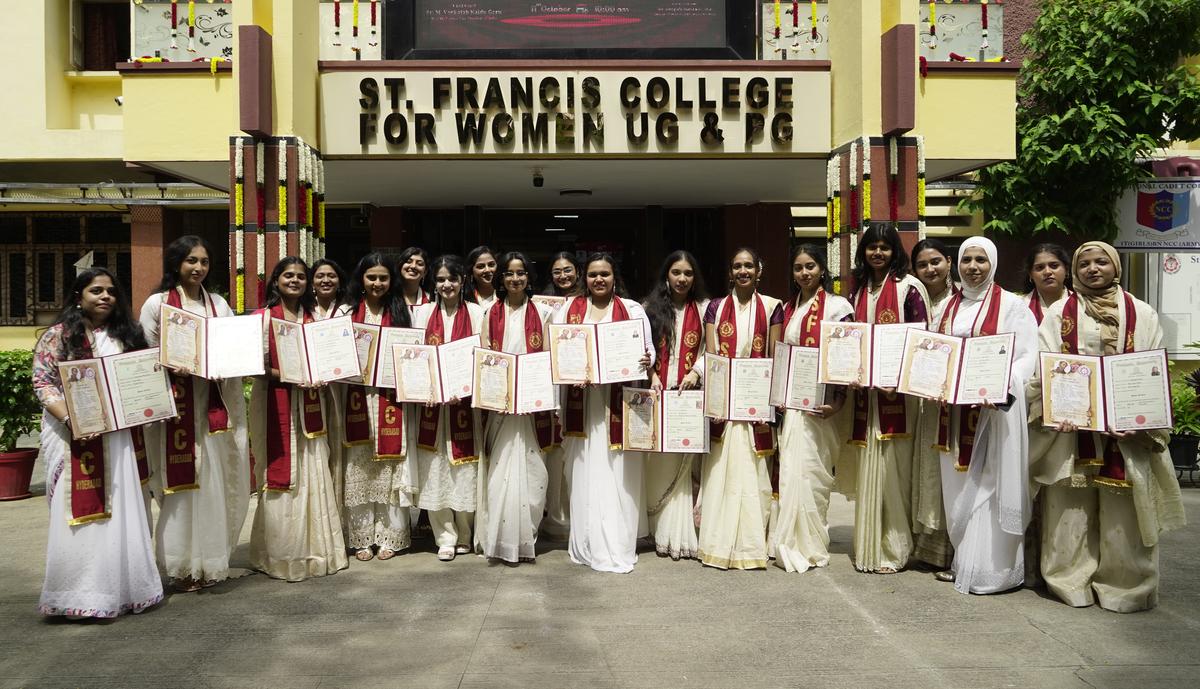 Students of St. Francis College for Women celebrating the 45th Graduation ceremony in Hyderabad on Saturday.