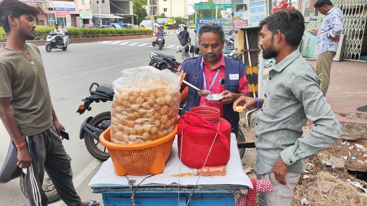 Food safety department raid pani puri shops at Perundurai in Erode
