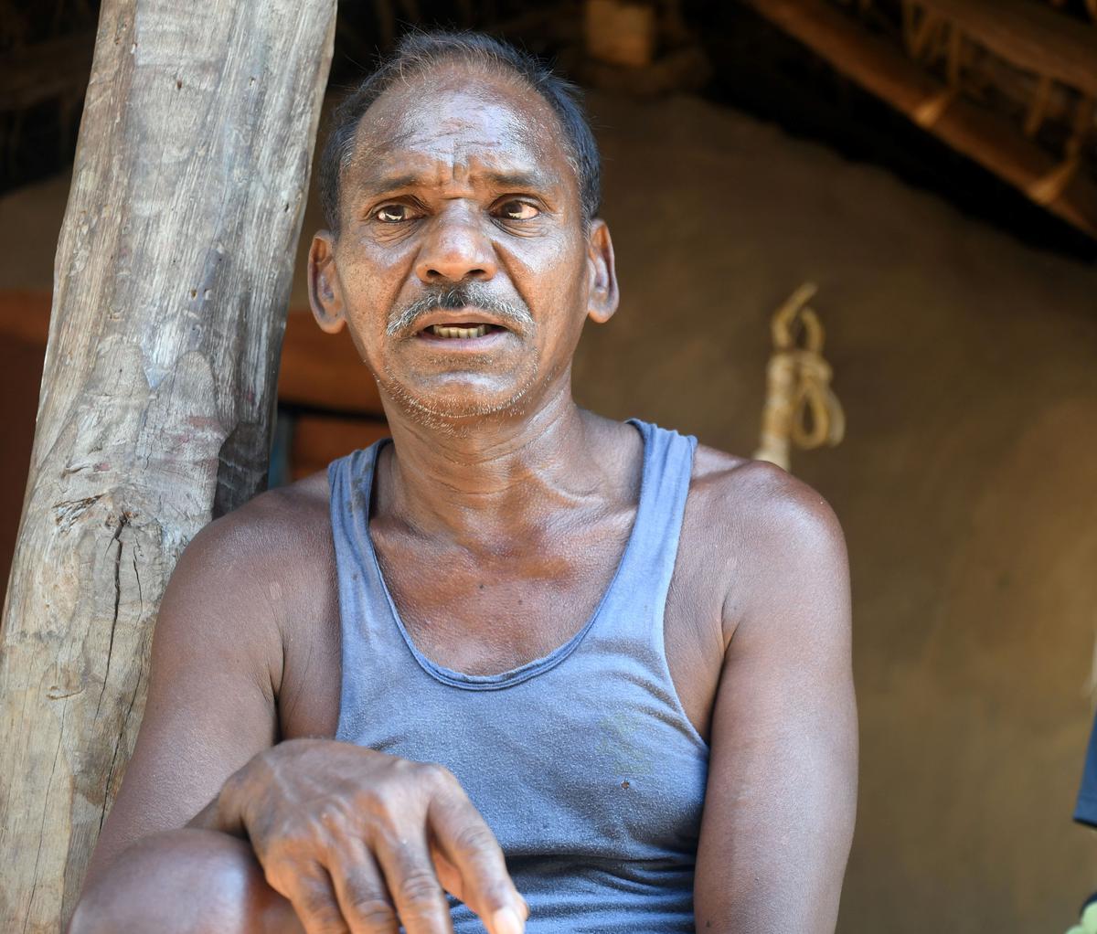 Helpless situation: 50-year-old Markam Soma says when his family tried to urgently arrange money for his legal aid, a cow that would typically go for ₹13,000 fetched just ₹9,000.