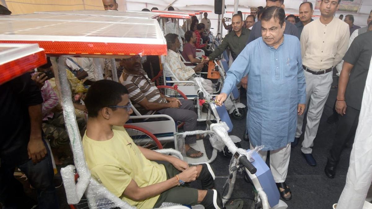 Union Minister Nitin Gadkari launches solar tricycles for disabled