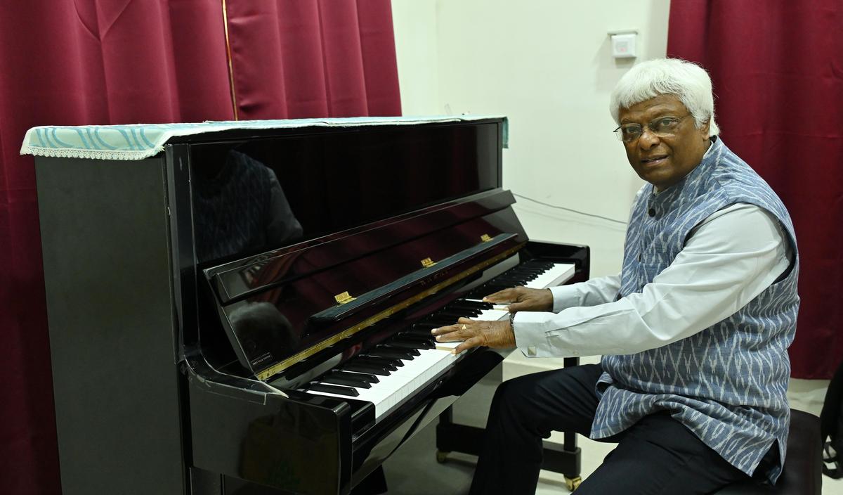 Augustine Paul at his Aspire Music Conservatory in Chennai.