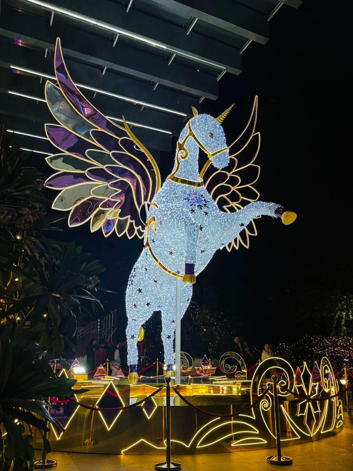 Unicorn installation at Nexus Shantiniketan Mall in Whitefield.