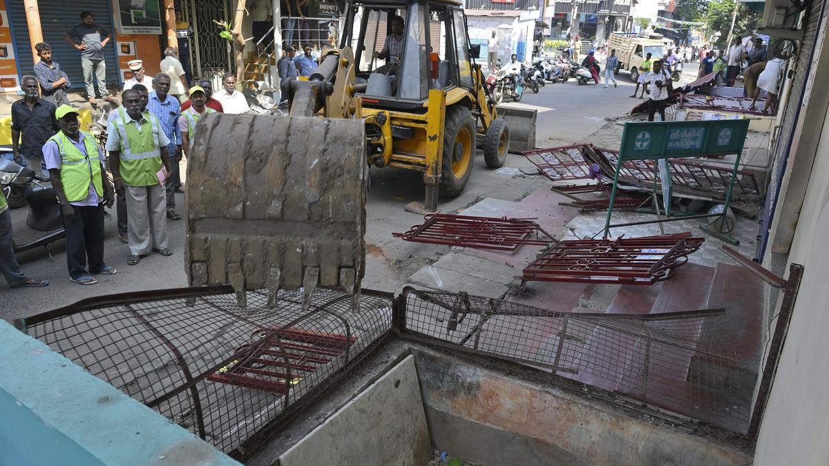 Encroachments on Bharathi Street removed