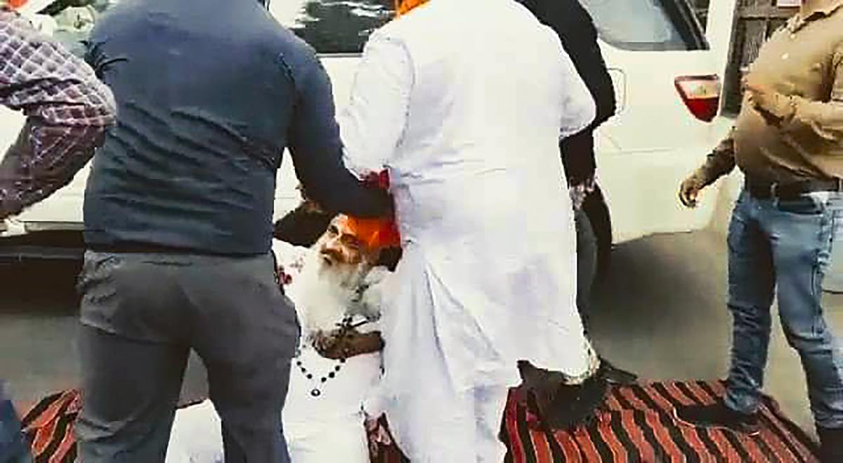 Shiv Sena leader Sudhir Suri after he was shot at during a protest, in Amritsar, on November 4, 2022. According to the police, more than five shots were fired. He was taken to a hospital where he succumbed to bullet injuries. 