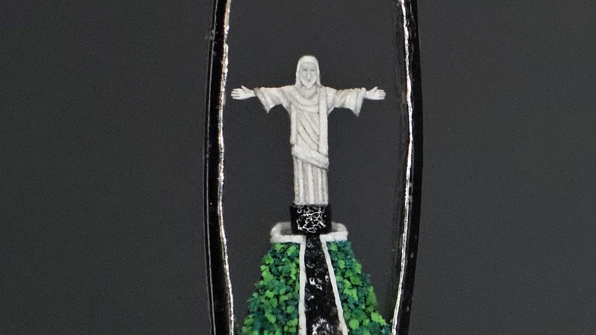 Telangana micro-sculptor Ajay Kumar crafts intricate ‘Christ the Redeemer’ in the eye of a needle