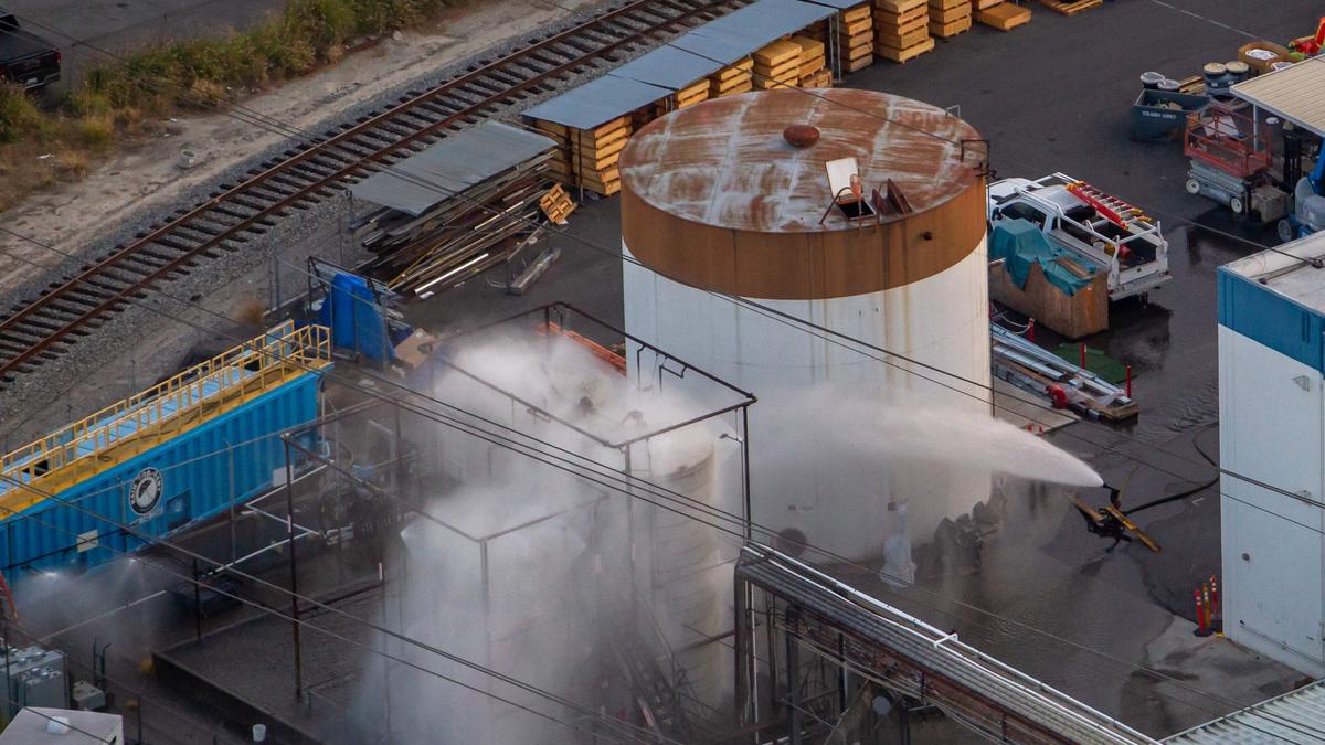 Temperature rising in chemical tank at risk of exploding in California
