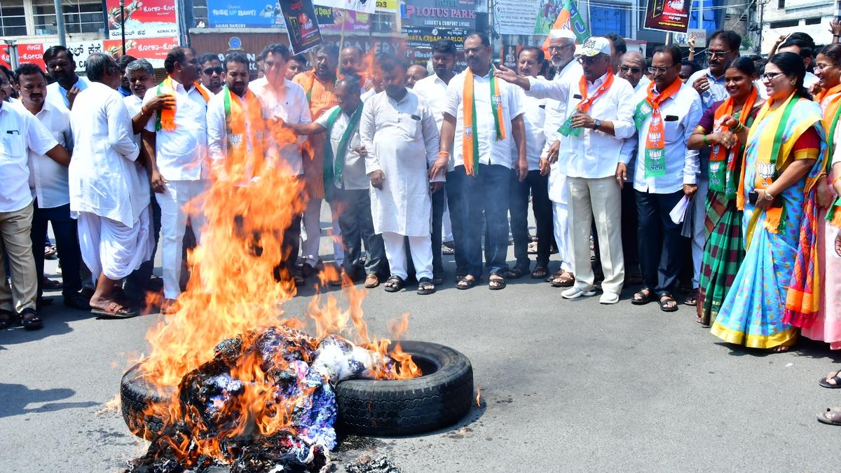 BJP stages protest against 4% quota for Muslims in govt. contracts