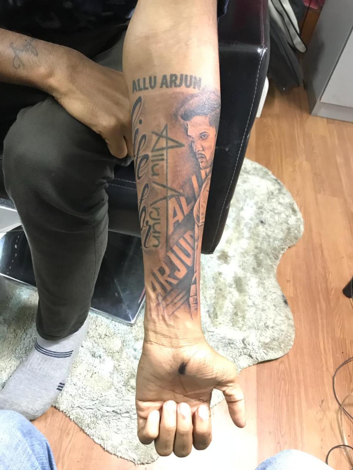 One of Sujith’s 32 Allu Arjun tattoos 