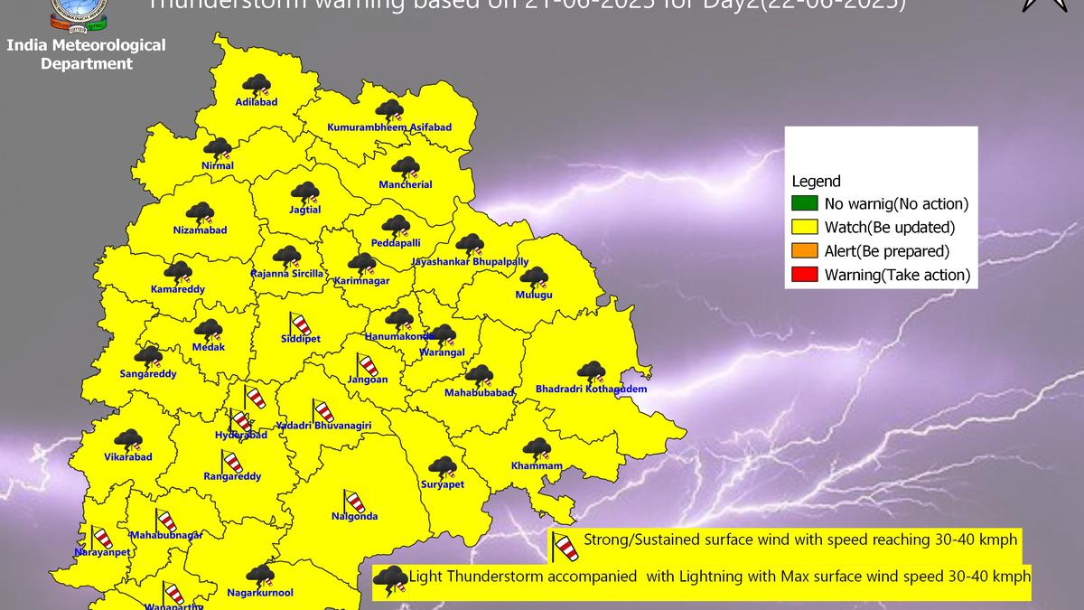 Thunderstorm alert today in 25 districts of Telangana