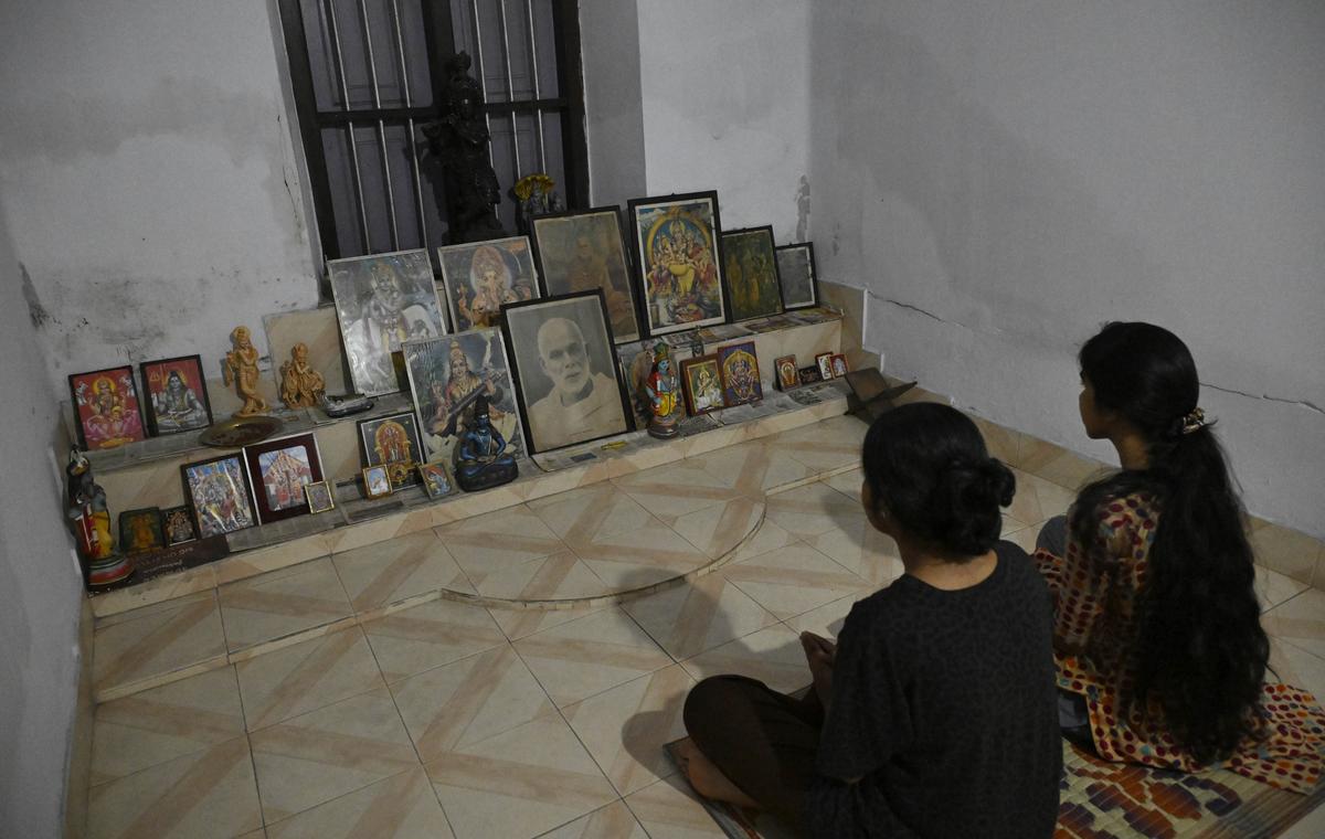 Inmates inside a prayer room at SNV Sadanam, which was founded to accommodate students irrespective of caste and religion. 