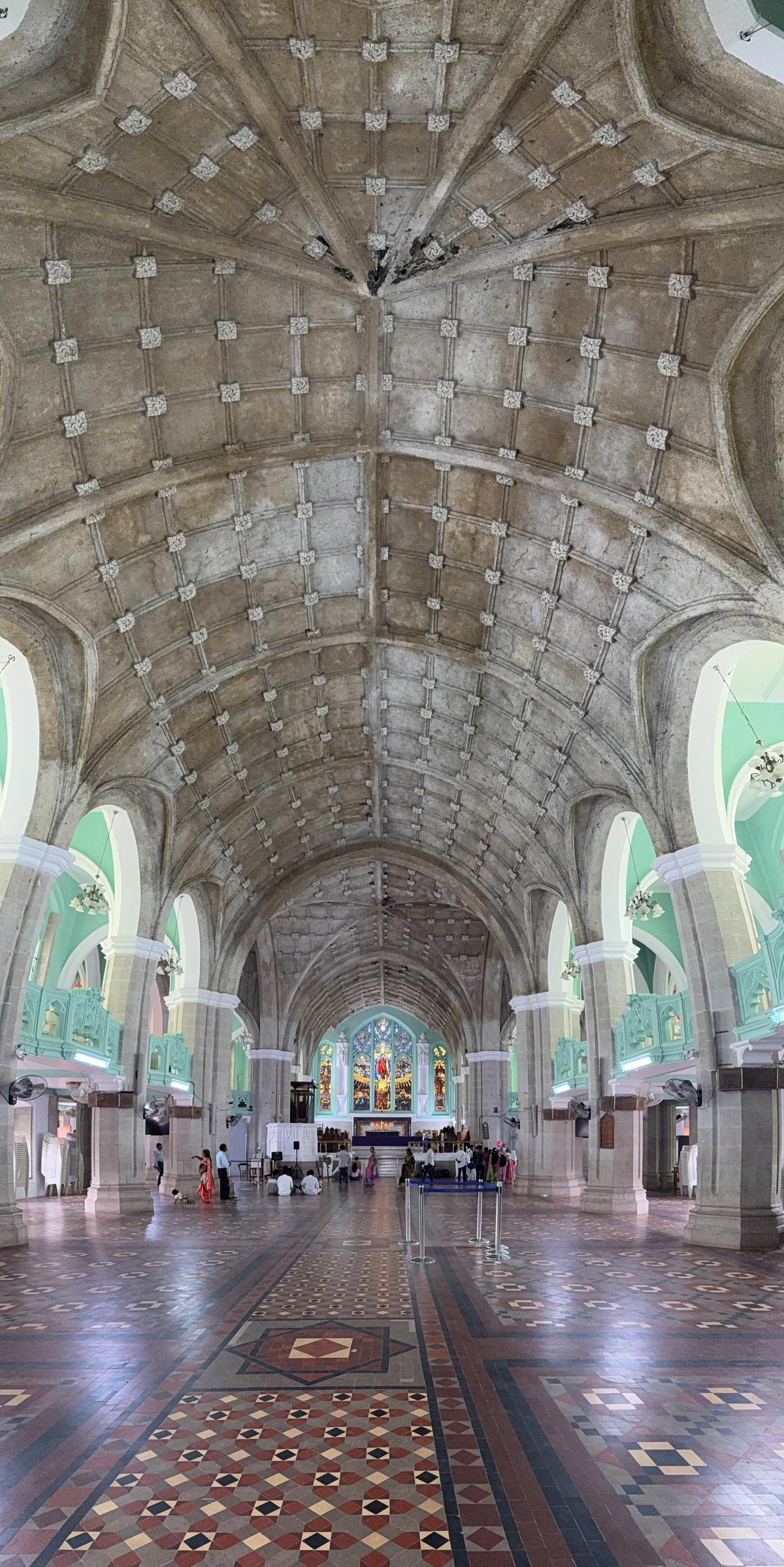 The ceiling of the Medak Cathedral takes the breath away with its ribbed squares.  It was opened for worship in 1924. 