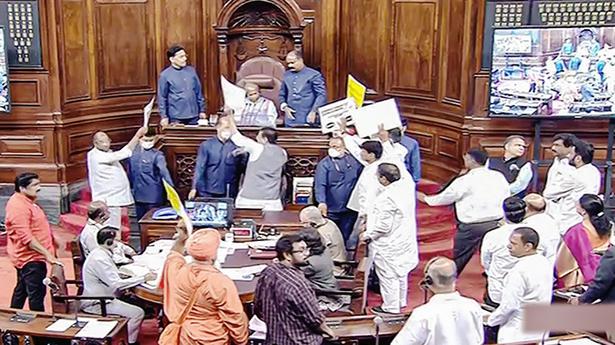 parliament-monsoon-session-live-updates-or-lok-sabha-adjourned-till-2-p-m-opposition-protests-continue-in-rs