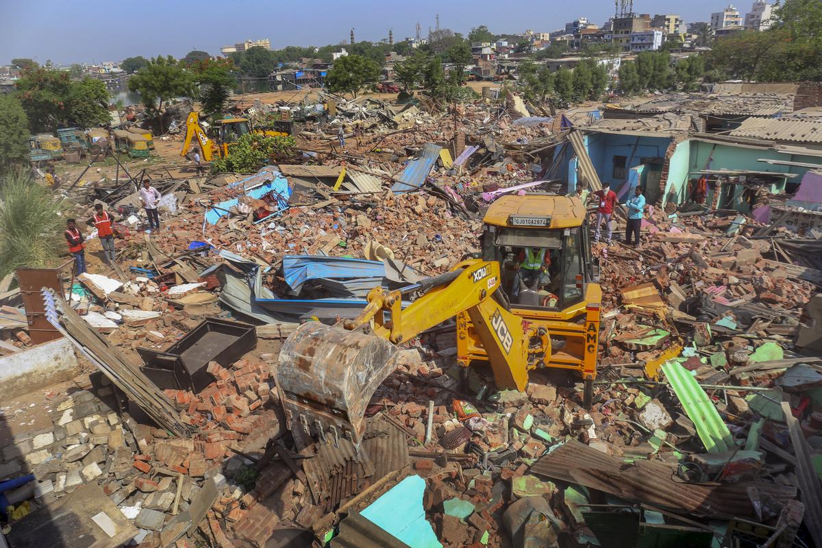 Debris after a demolition drive by the Amdavad Municipal Corporation on April 29, 2025. Debris after a demolition drive by the Amdavad Municipal Corporation on April 29, 2025.
