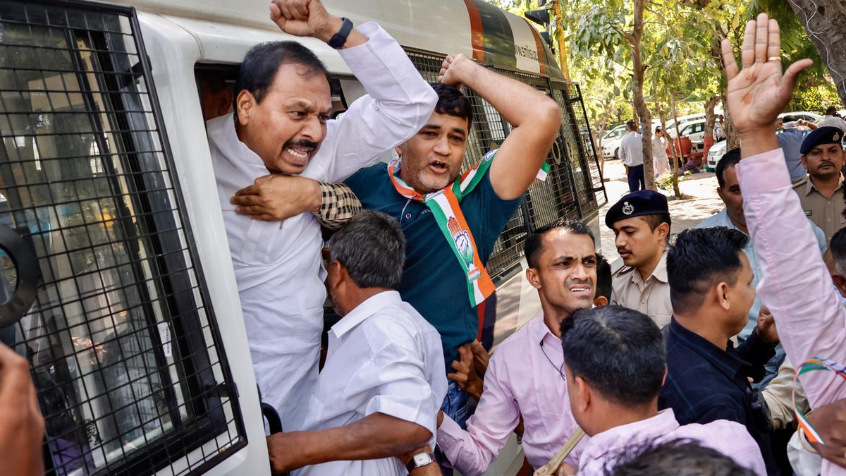 Gujarat Congress functionaries detained while protesting Rahul Gandhi’s disqualification