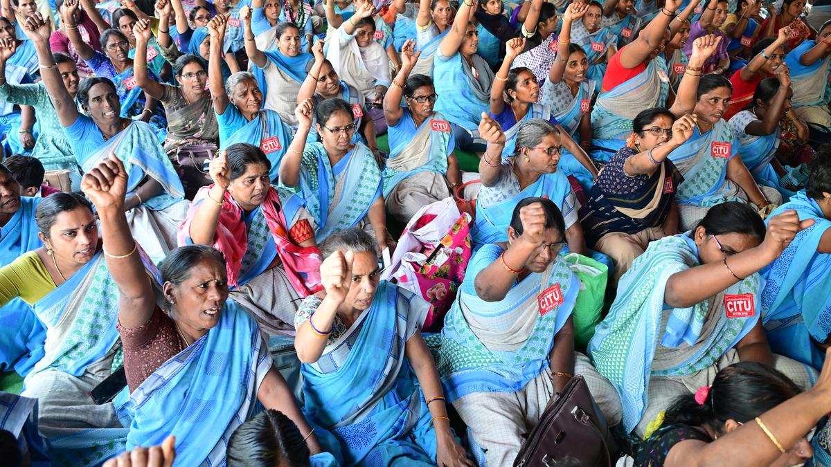 Anganwadi workers in Andhra Pradesh stage protest seeking redress of their grievances