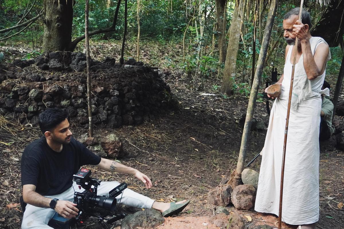 Sidharth Harikumar with actor Parameswaran Kuriyathi during the shoot of Vasu Sidharth Harikumar with actor Parameswaran Kuriyathi during the shoot of Vasu