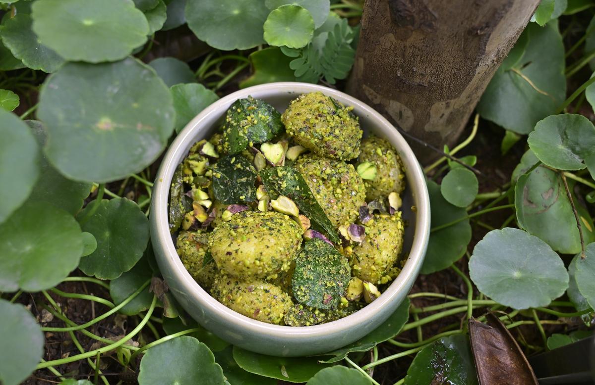 Pistachio mini idli at Coffee Sangam at Jubilee Hills