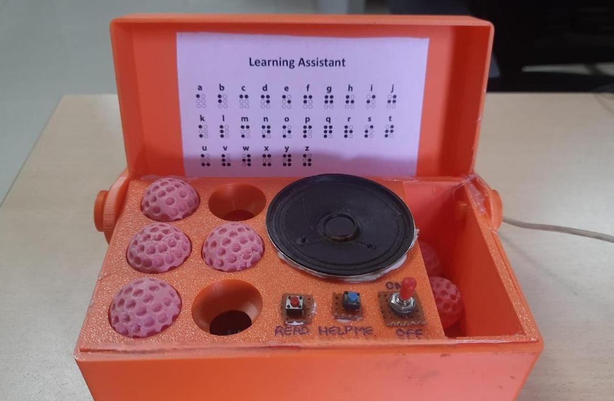 The Learning Assistant Embedded Kit that allows visually impaired students to learn Braille independantly. 