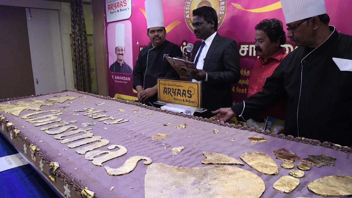 Huge gold cake and chocolate bar herald Christmas at Tirunelveli The