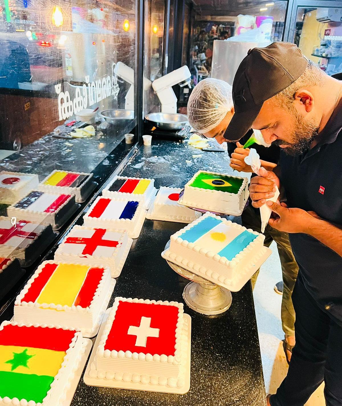 Football fever at a local bakery near Malappuram, Kerala, during the FIFA World Cup 2022.