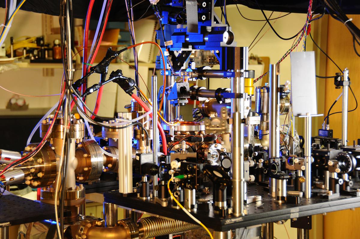This 2013 photo shows an ultra-stable ytterbium lattice atomic clock that uses ytterbium atoms. 