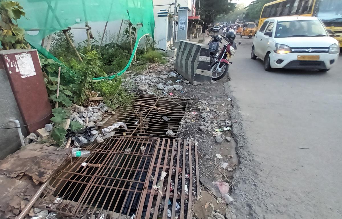 The construction of the storm-water drain is incomplete at Kellys near Purasaiwalkam. 