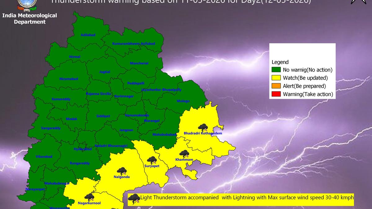 Thunderstorm forecast in five Telangana districts today