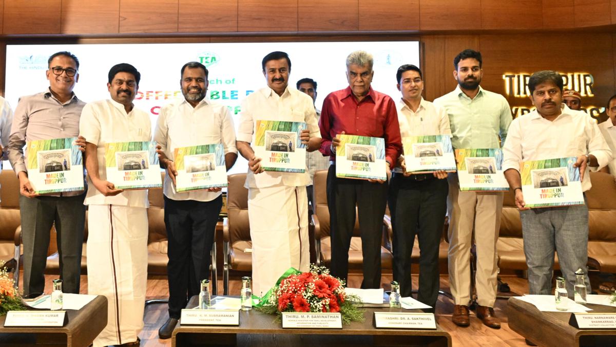 Minister M.P. Saminathan launches The Hindu&rsquo;s coffee table book on Tiruppur&rsquo;s development