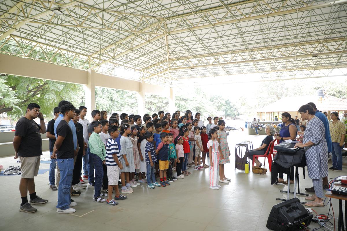 The choir practise with Dr Maya Mascarenhas