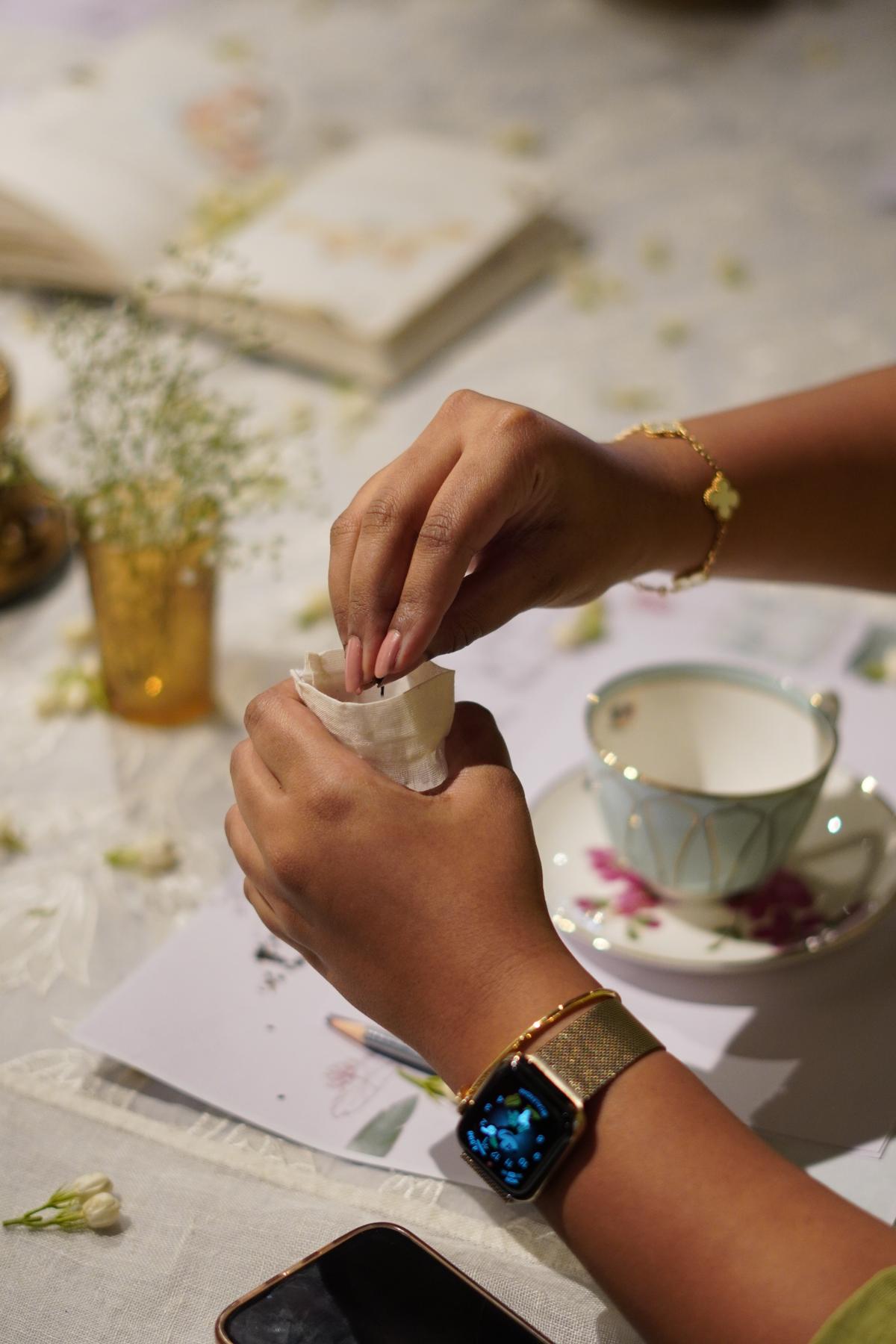 Tea preparation in progress