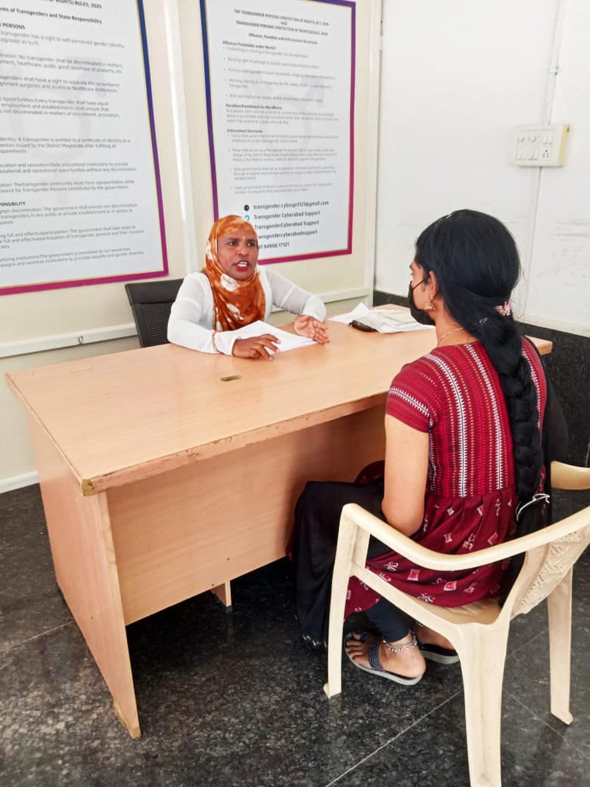 Transgender counsellor Tushti Pinky who is the driving force behind the revival of transgender help centre at the Gachibowli police station