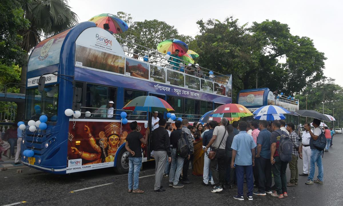 Doubleddecker buses return in Kolkata for Durga Puja The Hindu