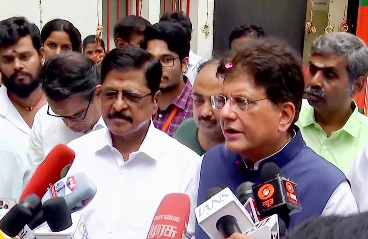 T.N. Assembly election: Why aren’t you implementing the Centre’s schemes, Piyush Goyal questions M.K. Stalin