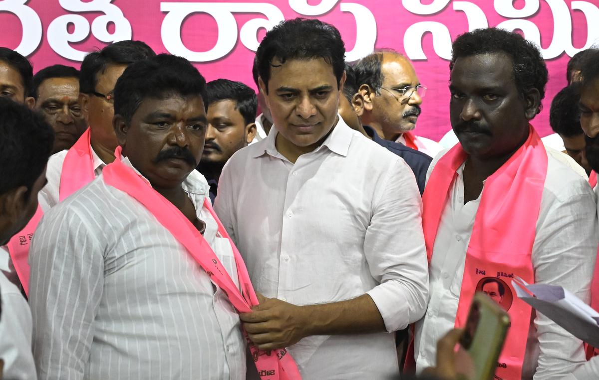 A group of Congress and BJP leaders from Gadwal constituency joined the BRS in the presence of BRS working president K. T. Rama Rao at Telangana Bhavan in Hyderabad on Monday.
