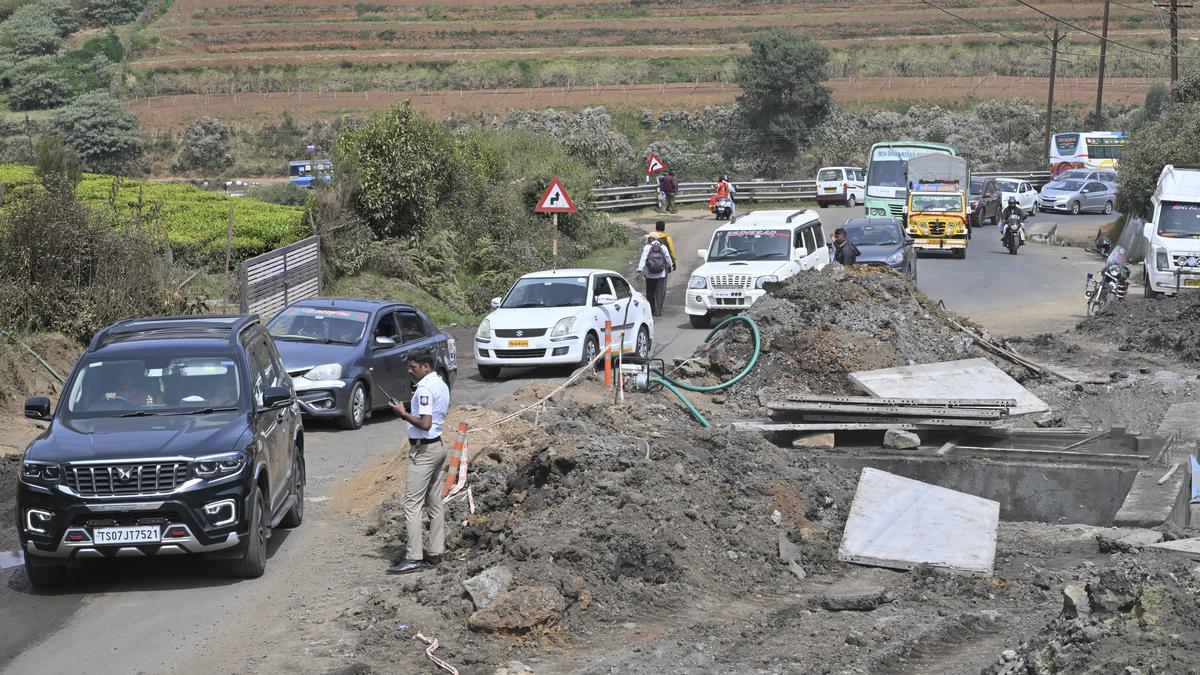 Box culvert being constructed near Ooty causing traffic snarls