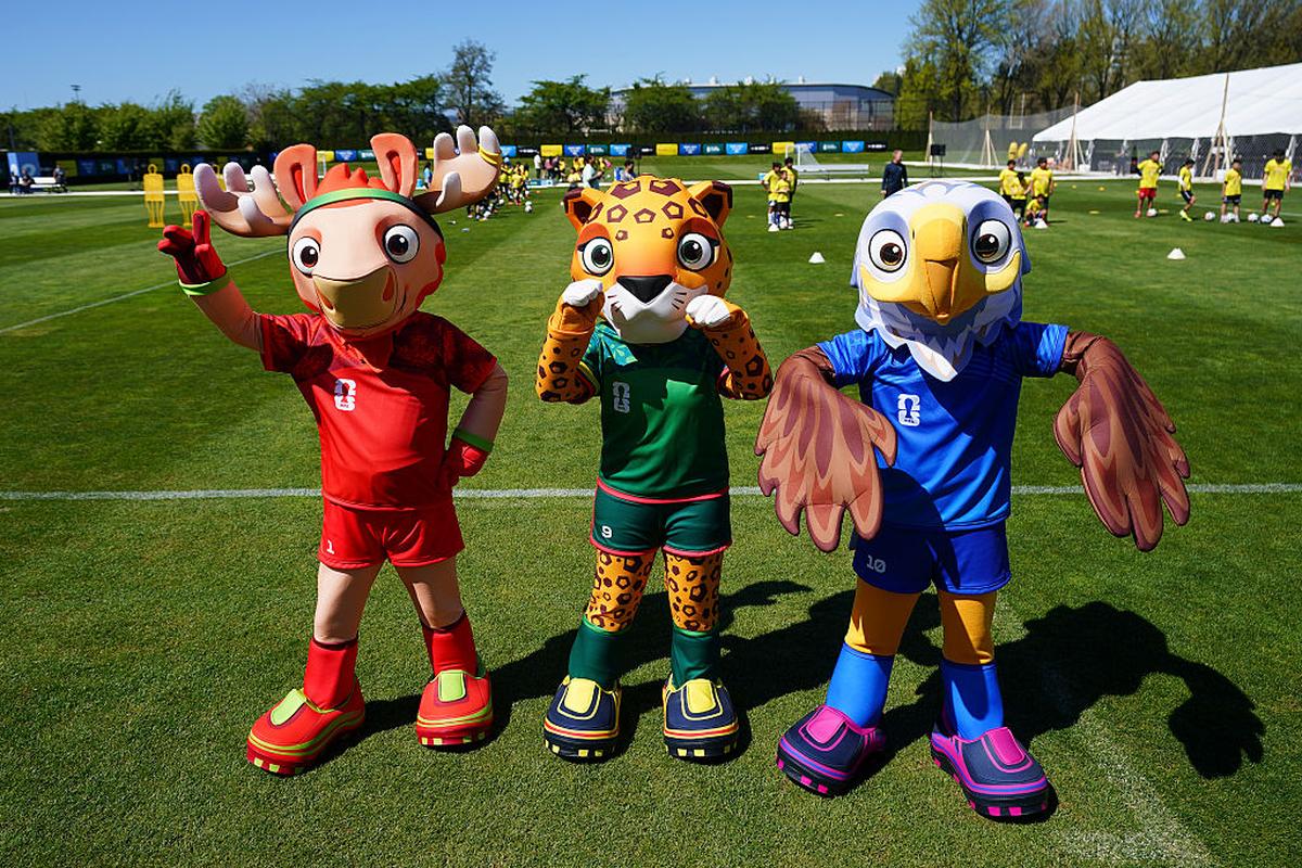 FIFA World Cup 2026 mascots — Maple the moose, Zayu the jaguar, and Clutch the bald eagle. FIFA World Cup 2026 mascots — Maple the moose, Zayu the jaguar, and Clutch the bald eagle.