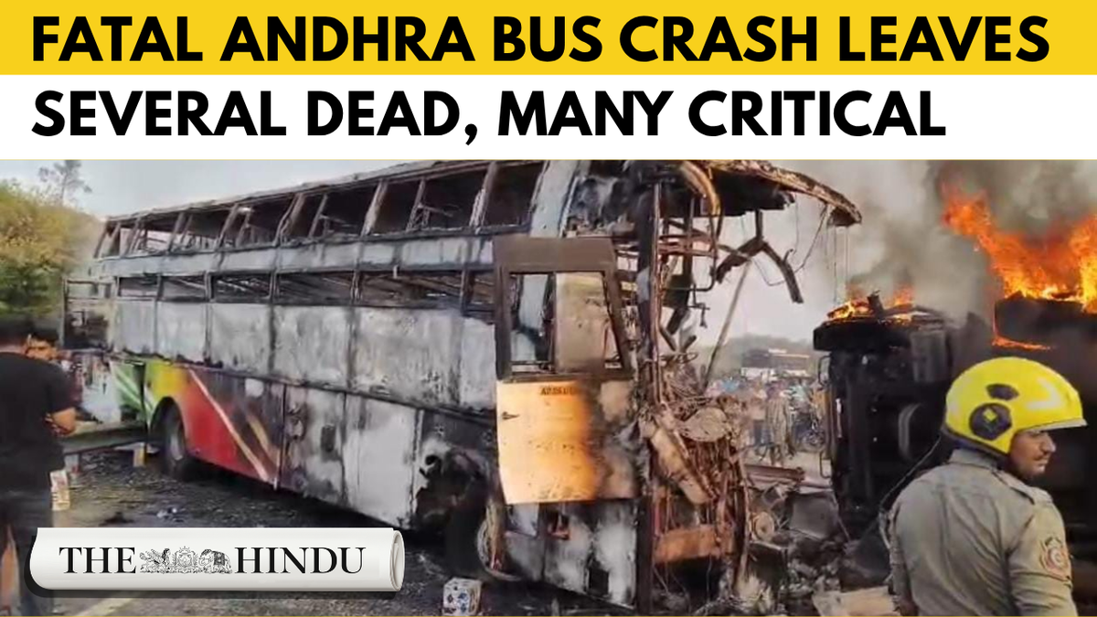 Watch: Several killed as bus collides with tipper, catches fire in Andhra Pradesh