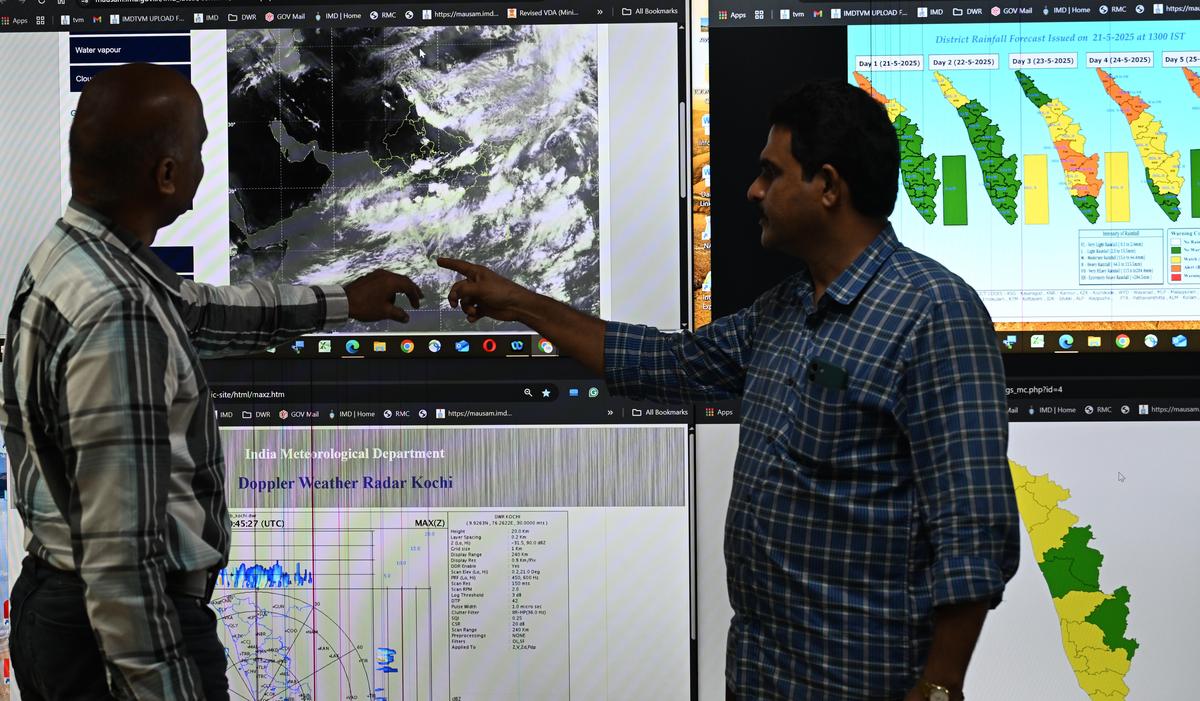 Weather watch: Meteorologists at the IMD Met Centre discuss the potential early onset of the southwest monsoon.