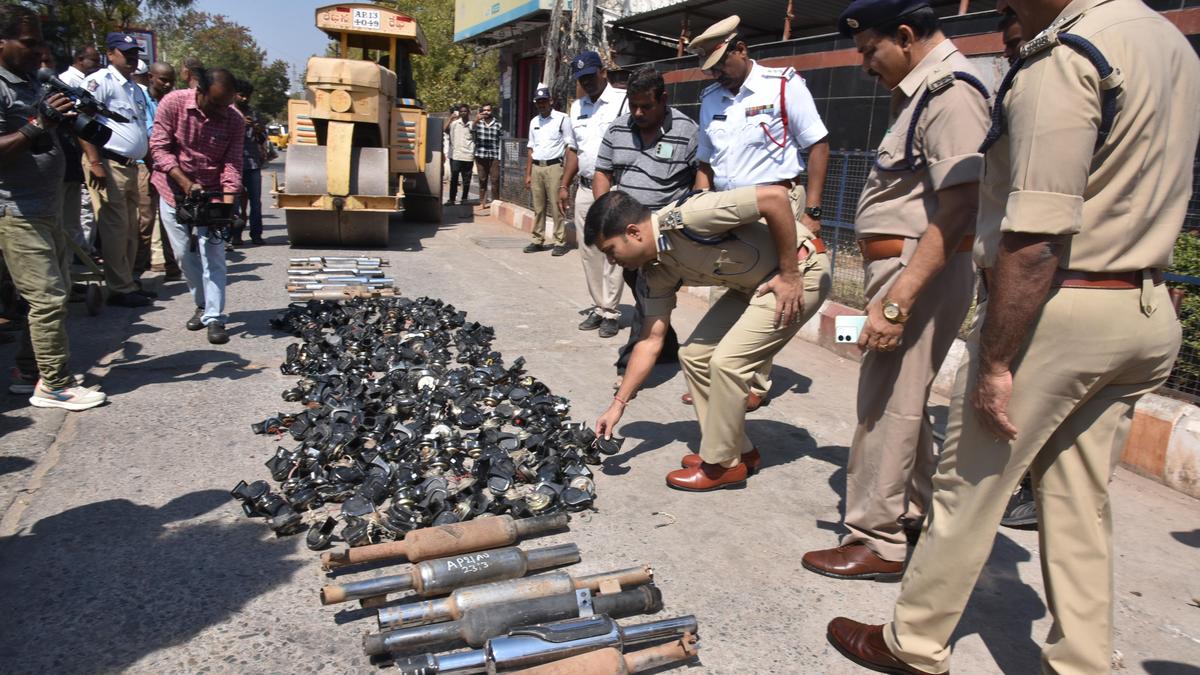 Kurnool police destroy 100 modified silencers, 500 loud horns