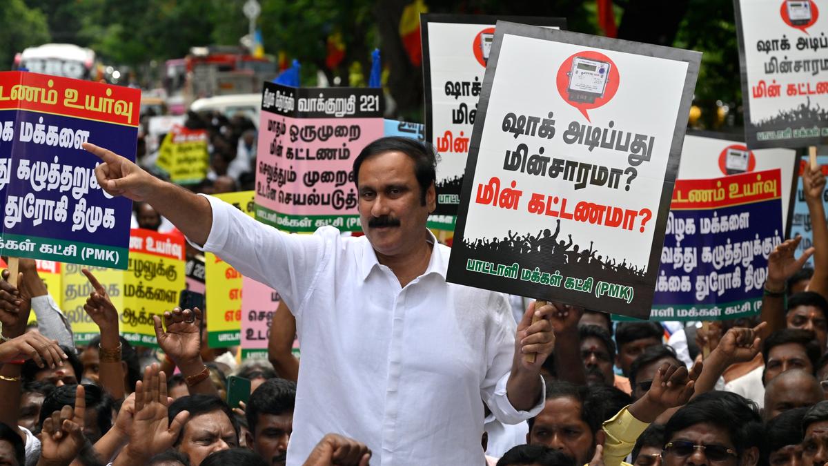 PMK stages protest demanding rollback of power tariff hike 