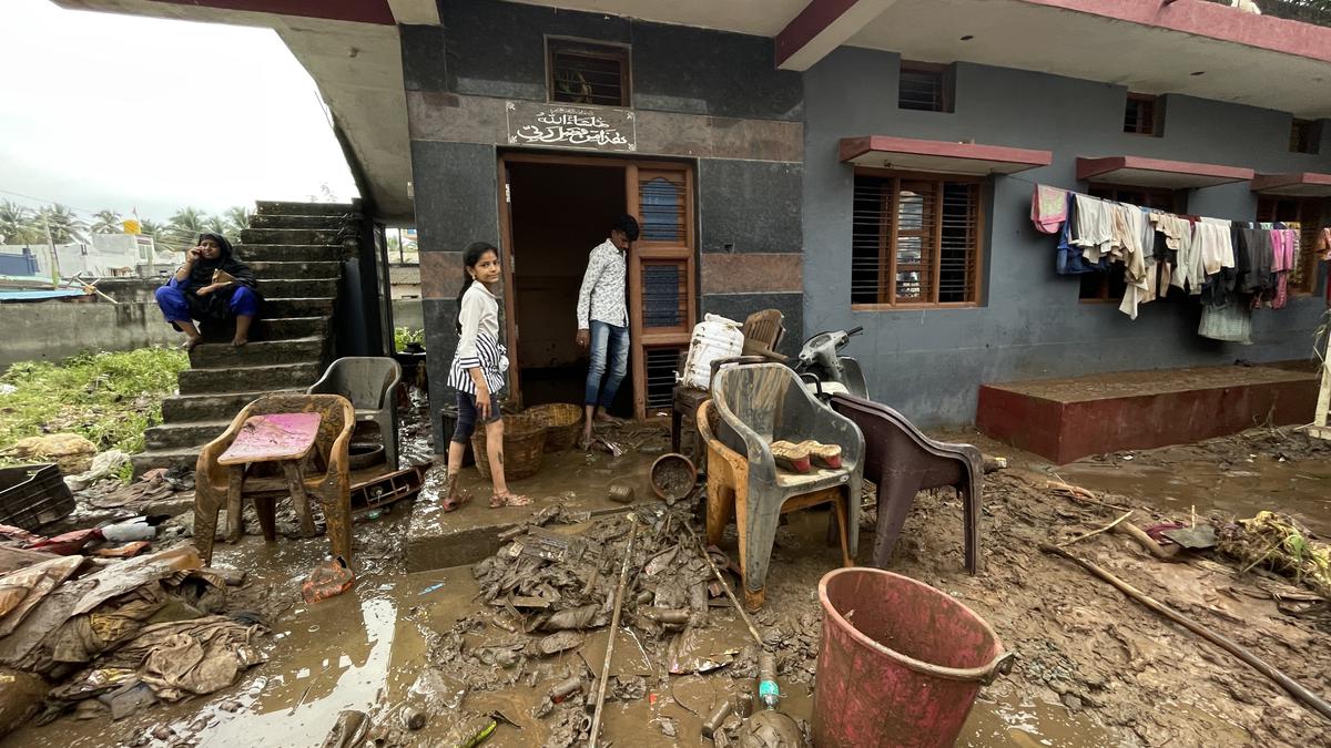 Houses flooded at Arkeshwara layout in Ramanagara district. 