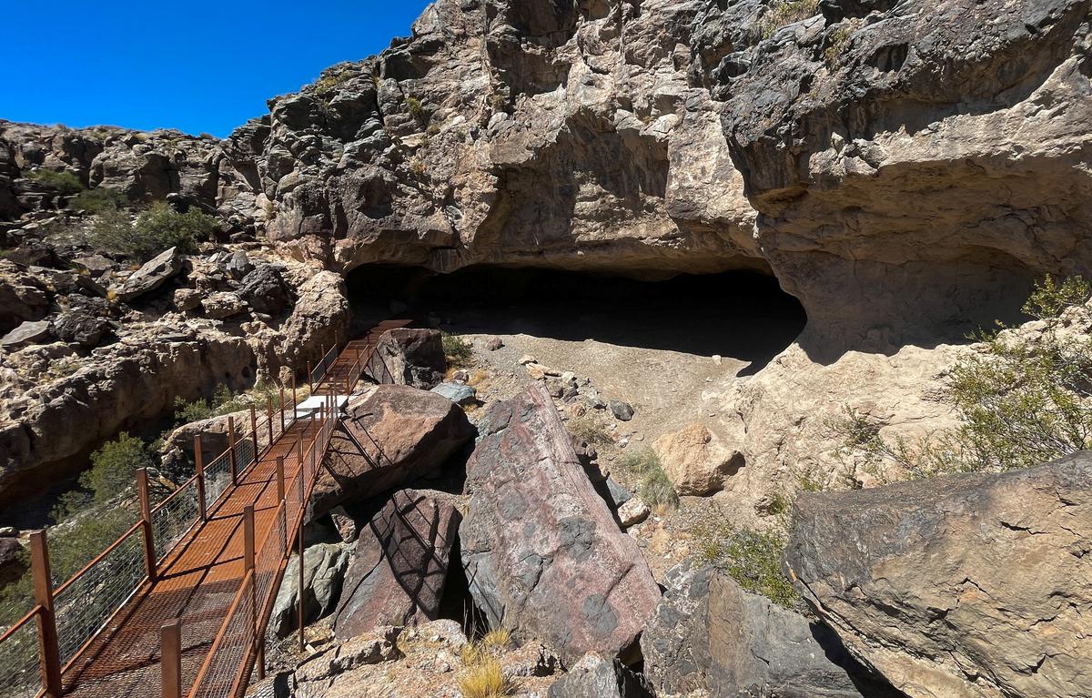 A general view of the Huenul 1 cave where scientists discovered the oldest dated cave art in South America, with nearly 8,200 years old, in Neuquen, Argentina March 3, 2024. 