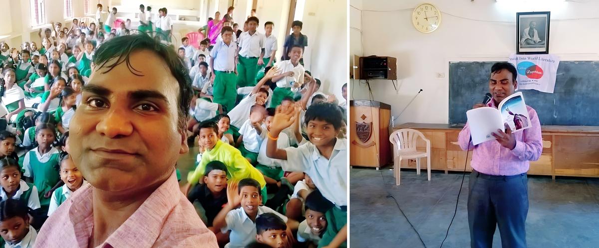 With students after a storytelling session