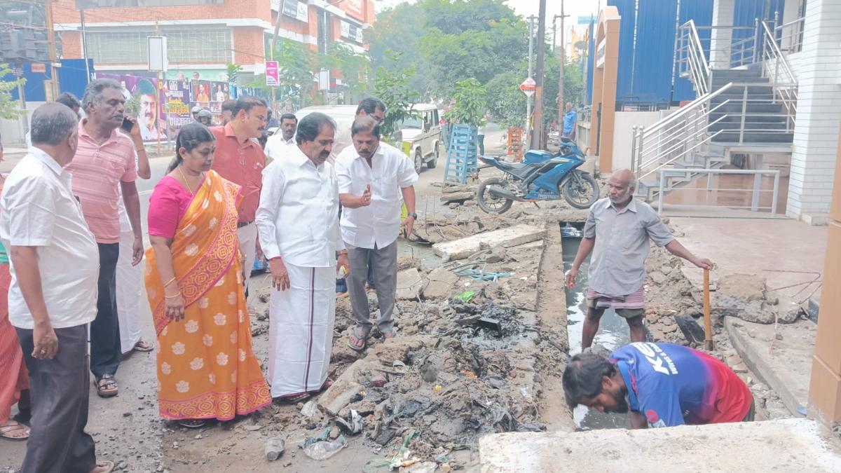 Mayor inspects drains in Tiruchi