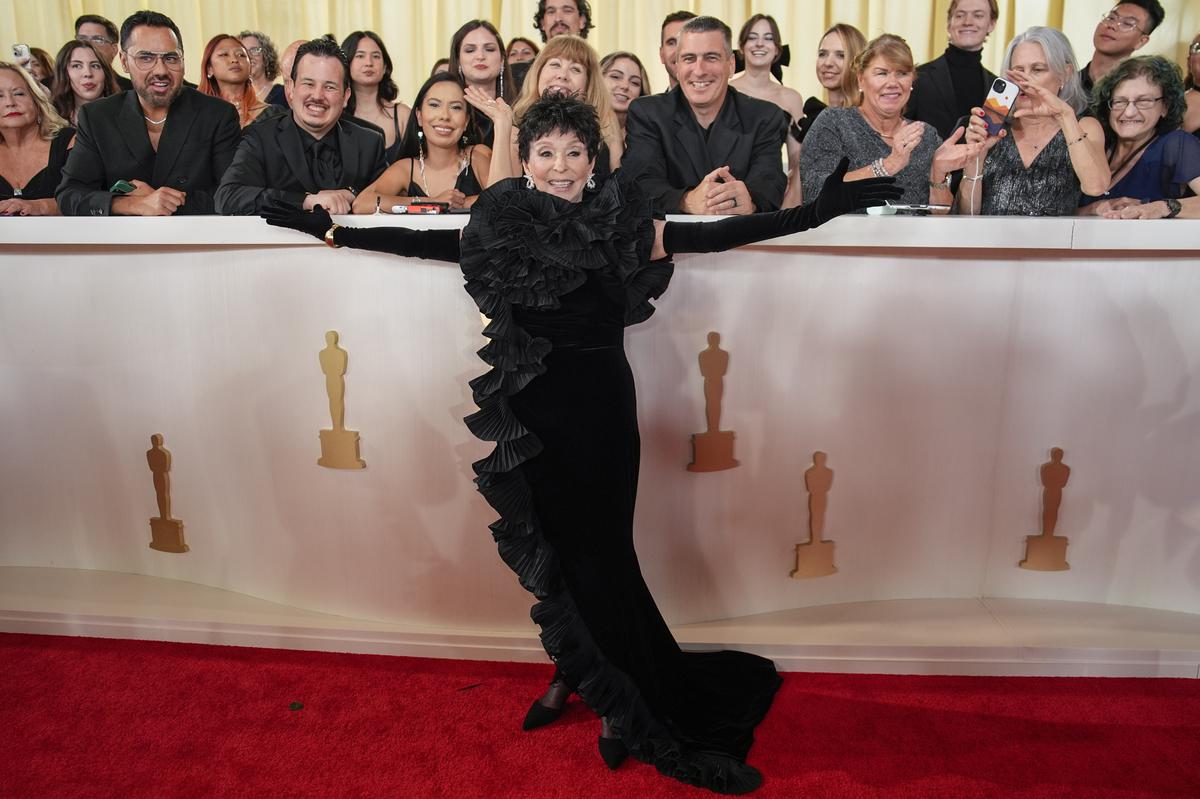 Rita Moreno arrives at the Oscars on Sunday, March 10, 2024, at the Dolby Theatre in Los Angeles. (AP Photo/John Locher)