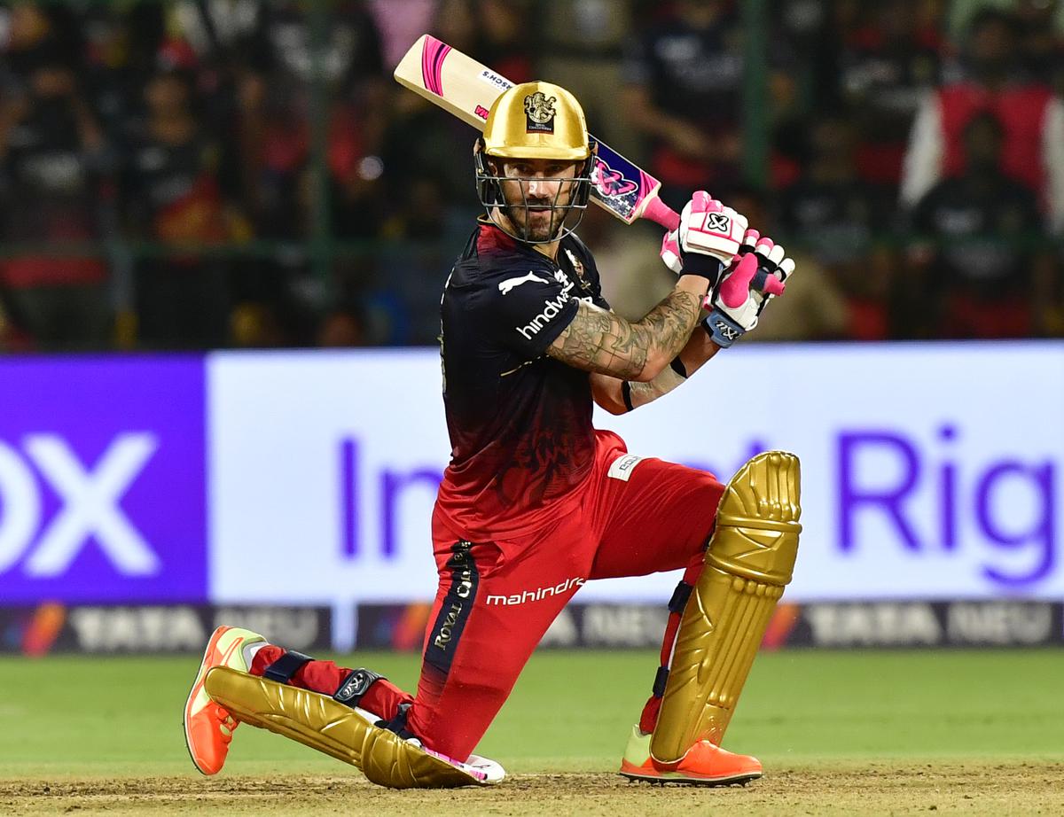 RCB’s Faf du Plessis, plays a shot during Indian Premier League 2023 match between Royal Challengers Bangalore (RCB) and Lucknow Super Giants (LSG on April 10, 2023
